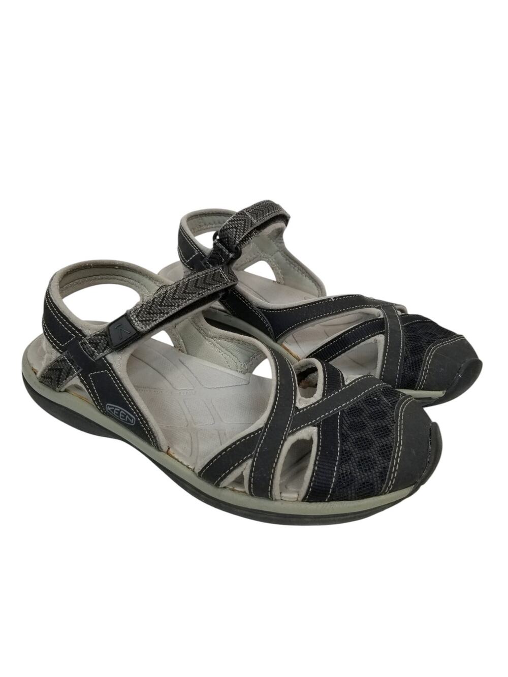 Keen Sage Ankle Strap Sandals Closed Toe Water Shoes Black Gray Women's Size 8